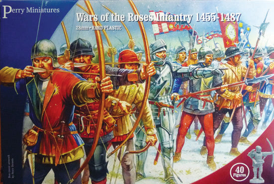 Plastic Wars of the Roses Infantry set with 40 figures, including bowmen and billmen, from 1450-1500.