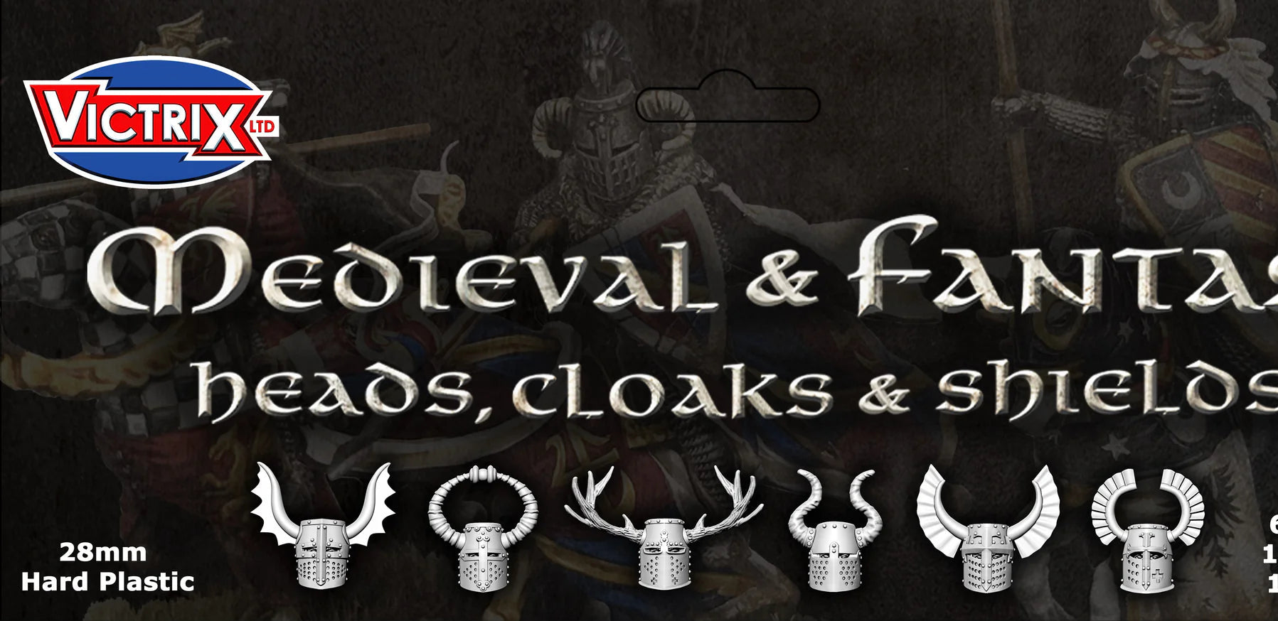 Medieval & Fantasy Heads, Cloaks & Shields Sprue VXE002