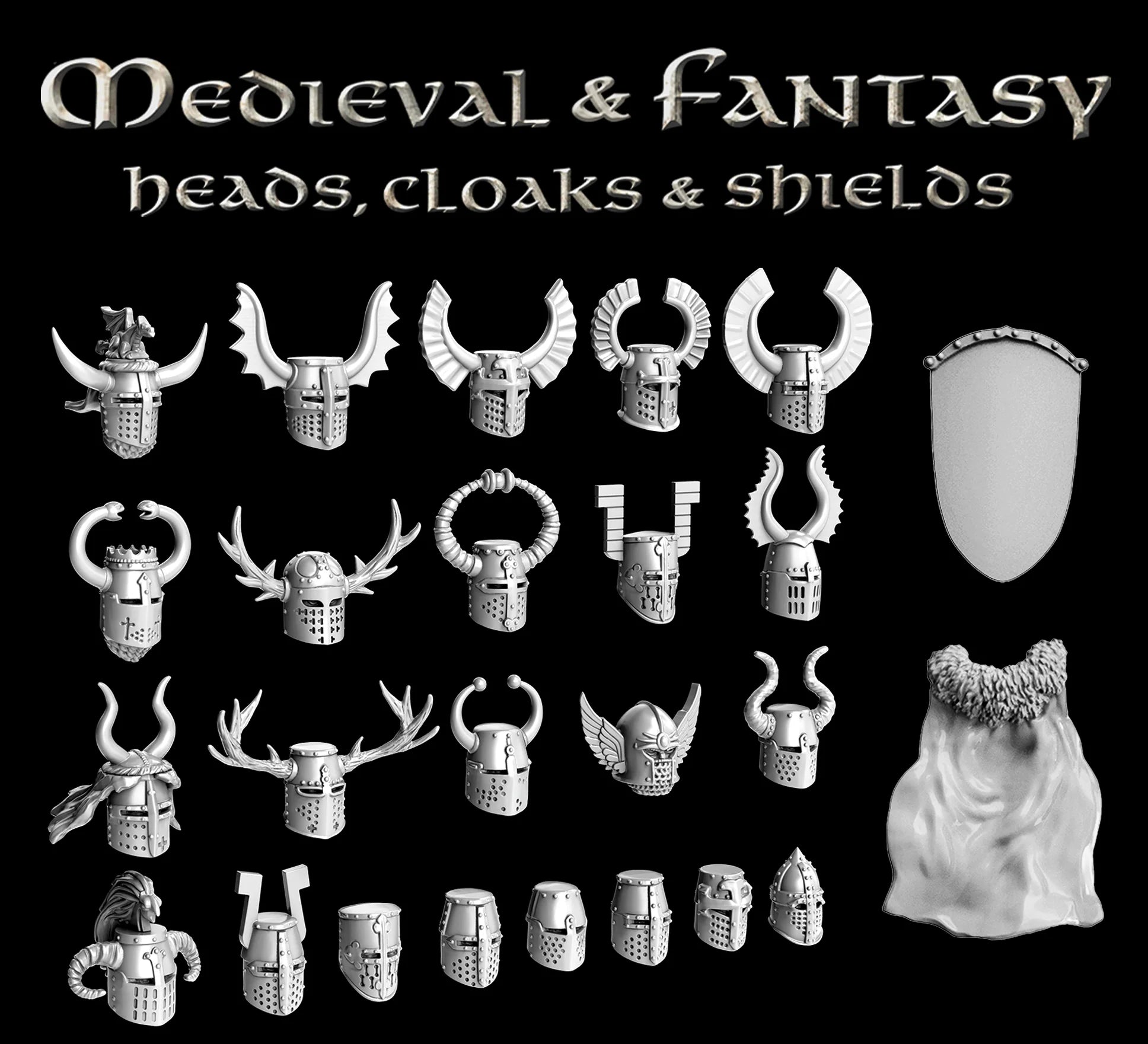 Medieval & Fantasy Heads, Cloaks & Shields