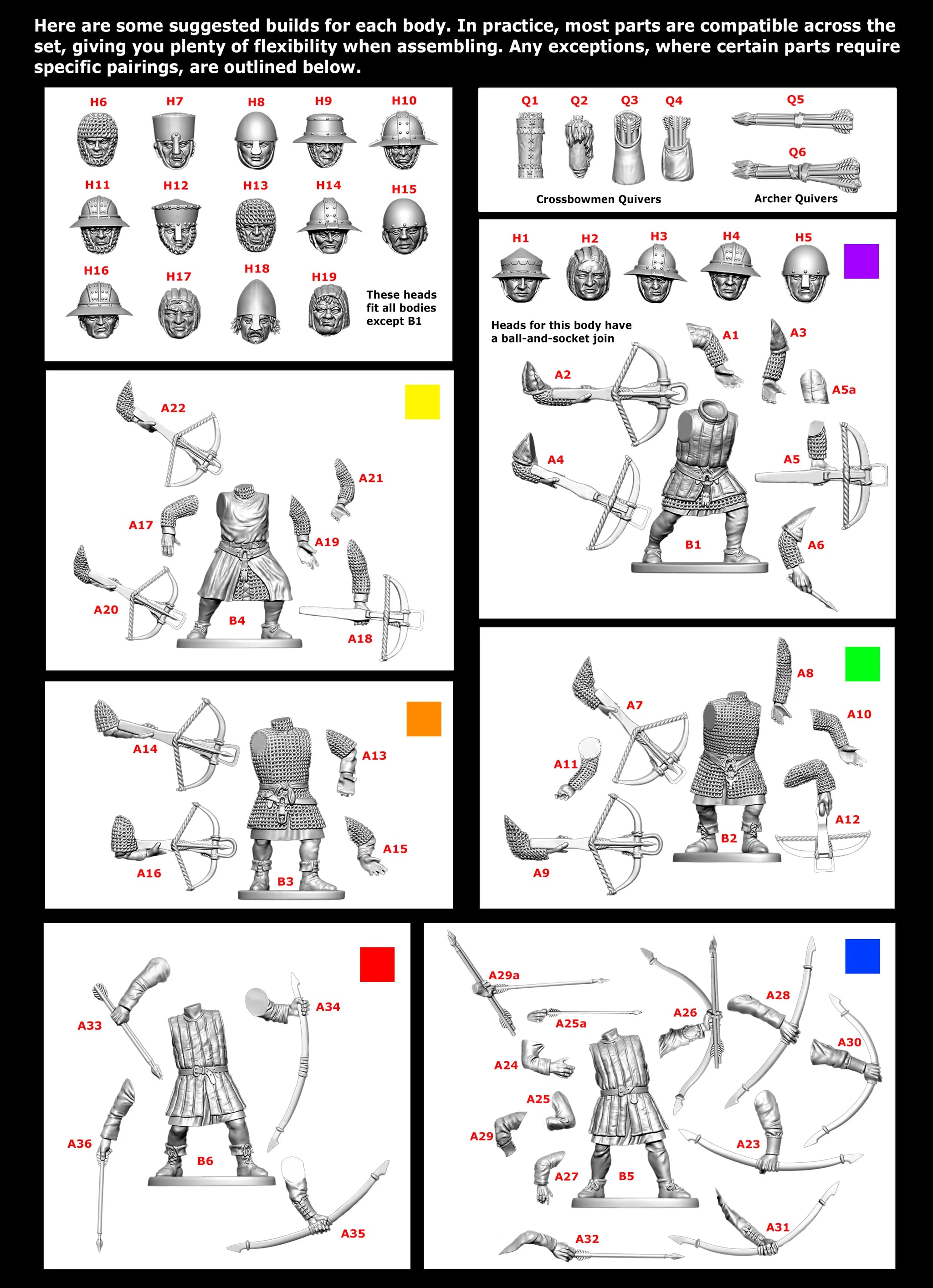 Medieval Crossbowmen & Archers Sprue VXM007