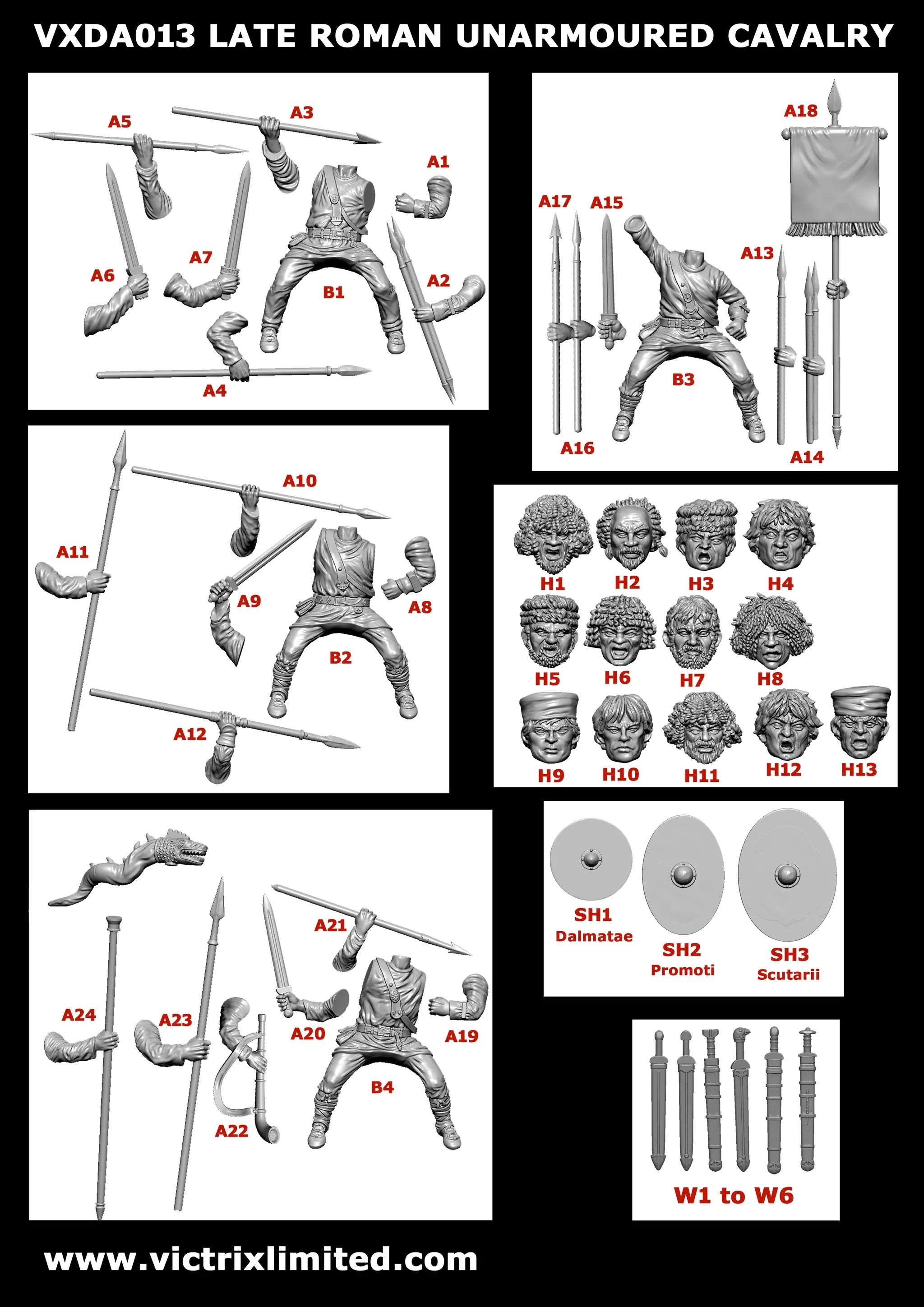 Late Roman Unarmoured Cavalry Sprue Set VXDA013