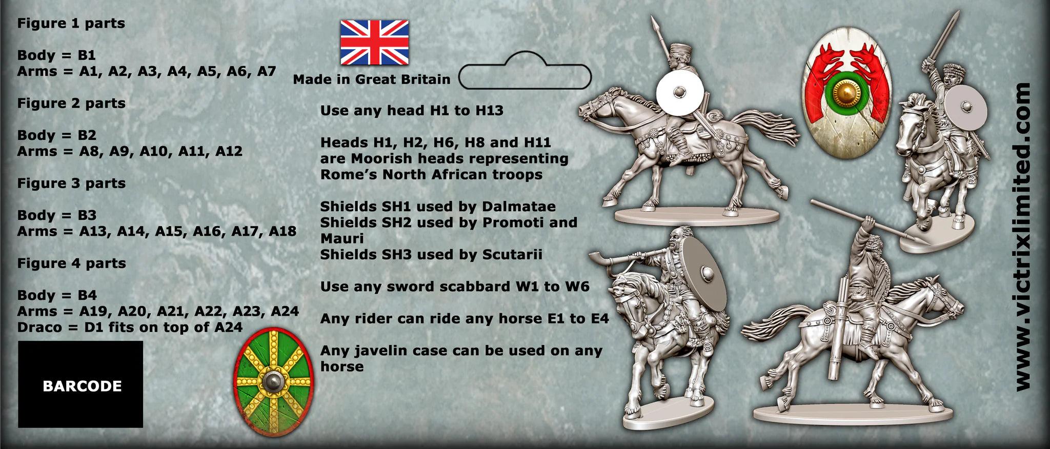 Late Roman Unarmoured Cavalry Sprue Set VXDA013