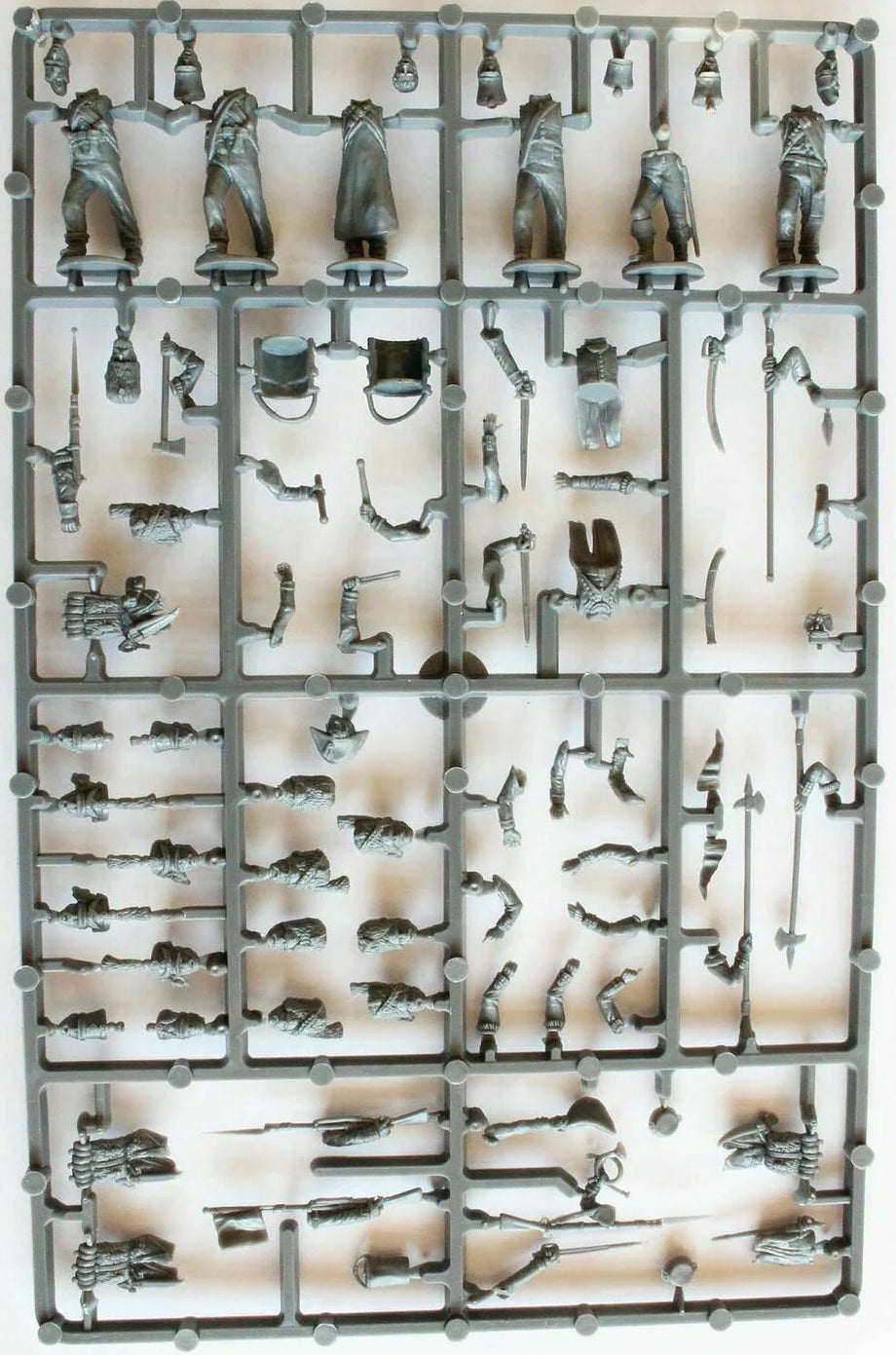 French Napoleonic Infantry 1807-14 command frame showing assembled figures and accessories.